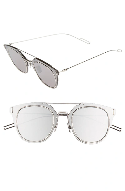 Dior 'composit 1.0s' 62mm Metal Shield Sunglasses - Palladium/ Grey Silver Mirror