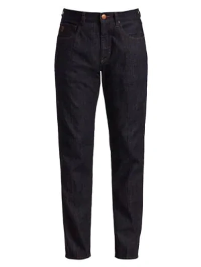 Giorgio Armani Men's Stretch Cotton Jeans In Ubuv Blu Gessato