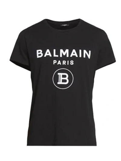 Balmain Men's Flock Logo Graphic T-shirt In Pa Noir