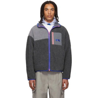 Ader Error Textured Colour-block Jacket In Grey