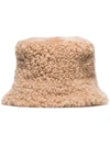 Sunnei Faux Fur Bucket Hat In Neutrals