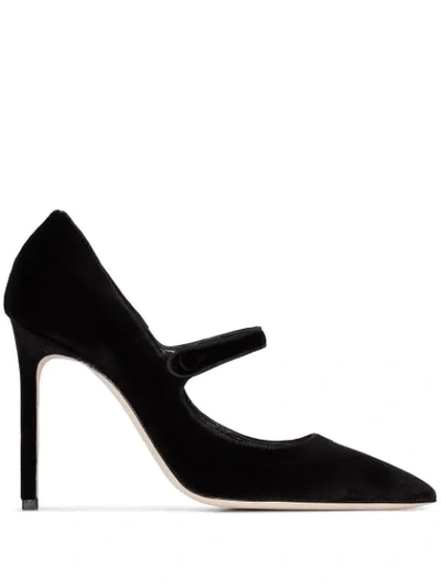 Magda Butrym Mary Jane 105mm Velvet Pumps In Black