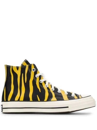 Converse Leather Archive Prints Chuck 70 High Top Sneakers In Vivid Sulphur/black/