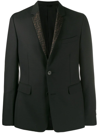 Fendi Wool & Organza Ff Blazer In Black