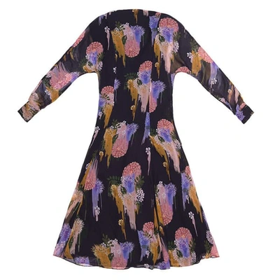 Tomcsanyi Margit Gloomy Flower Print Open Back Tie Midi Dress In Multicolour