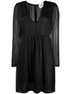 Semicouture Striped Long-sleeved Dress In Nero