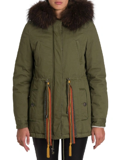 Alessandra Chamonix Raccoon Fur Lined Parka In Militare