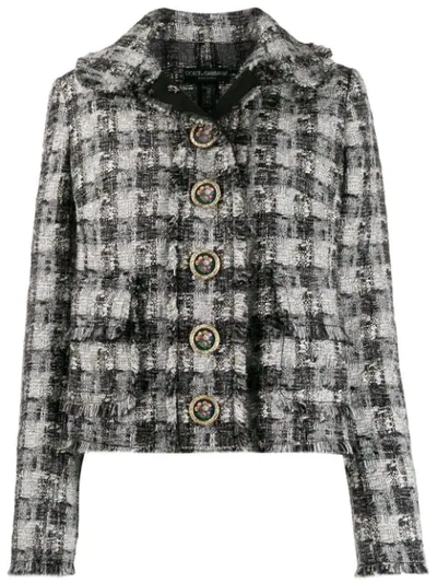 Dolce & Gabbana Metallic Tweed Jacket In Tartan