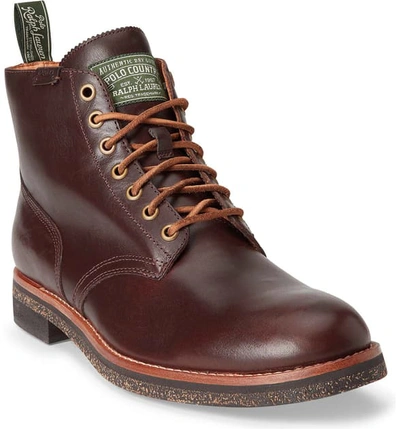 Polo Ralph Lauren Rl Army Boot In Polo Brown Leather