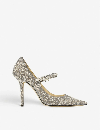 Jimmy Choo Womens Ballet Pink Baily 100 Crystal And Pearl-embellished Suede Courts 6 In Ballet Pink