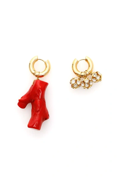 Timeless Pearly Mismatched Earrings In Red,gold