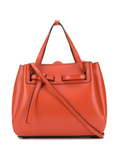 Loewe Lazo Mini Leather Tote In Orange