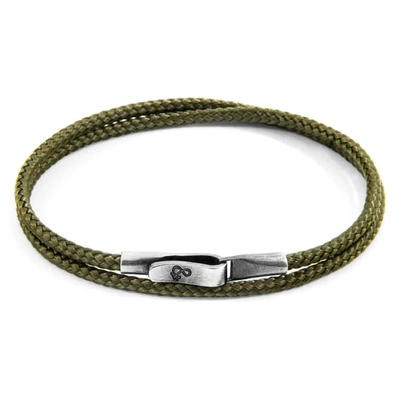 Anchor & Crew Khaki Green Liverpool Silver & Rope Bracelet