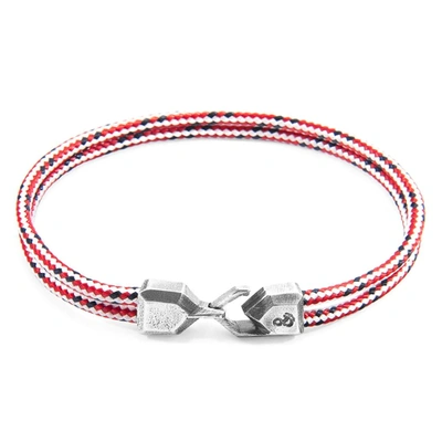 Anchor & Crew Red Dash Cromer Silver & Rope Bracelet (charity Bracelet End Youth Homelessness)