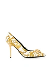 Versace Western Medusa Baroque Leather Pumps In White