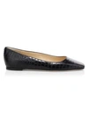 Jimmy Choo Mirellle Croc-embossed Leather Flats In Navy Croc