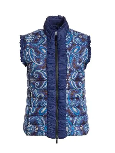 Etro Bandana-print Puffer Vest In Navy