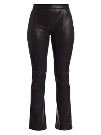 Adam Lippes Leather Kick Flare Trousers In Black