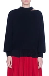 Akris Punto Asymmetric Cutout Knit Wool & Cashmere Sweater In Black