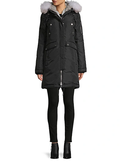 Nicole Benisti Madison Rabbit Fox Fur Down Parka Coat