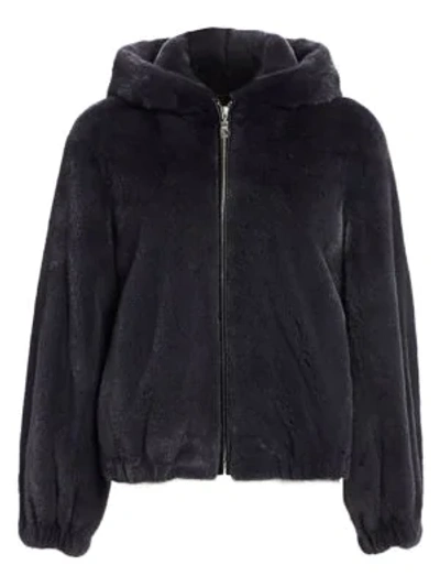 The Fur Salon Women's Hooded Mink Fur Bomber Jacket In Charcoal