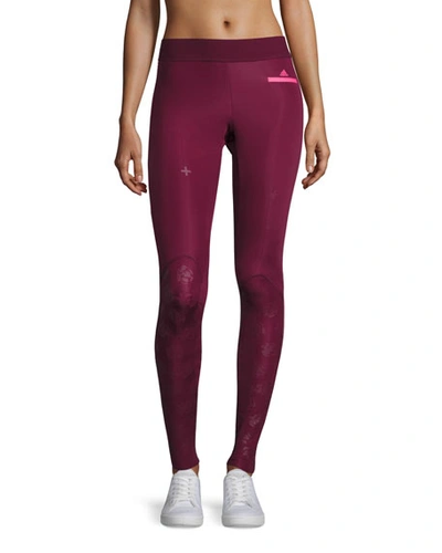 Adidas By Stella Mccartney Training Recovery Compression Tights/leggings, Cherry Wood