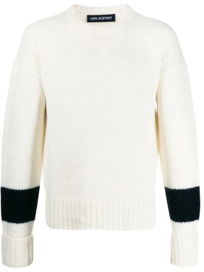 Neil Barrett Stripe Knit Sweater In White