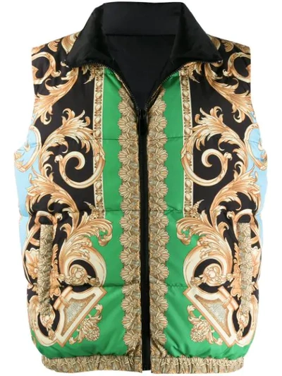 Versace Multicolor Polyester Vest In Green