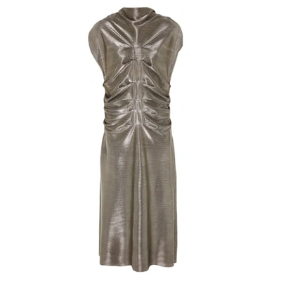 Daneh Metallic Front Pleated Dress