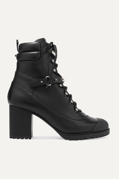 valentino rockstud leather ankle boots
