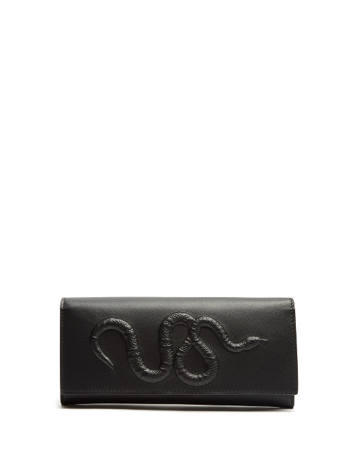 Gucci Snake-embossed Leather Wallet In Black | ModeSens