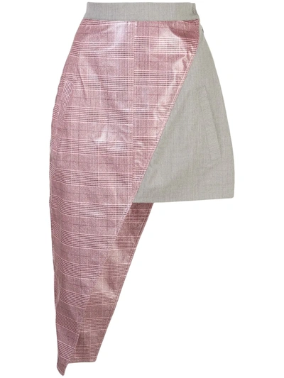 Natasha Zinko Asymmetric Coated Wool Blend Mini Skirt In Pink