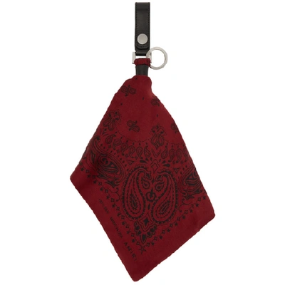 Amiri Bandana Silk Scarf Key Holder In Burgundy