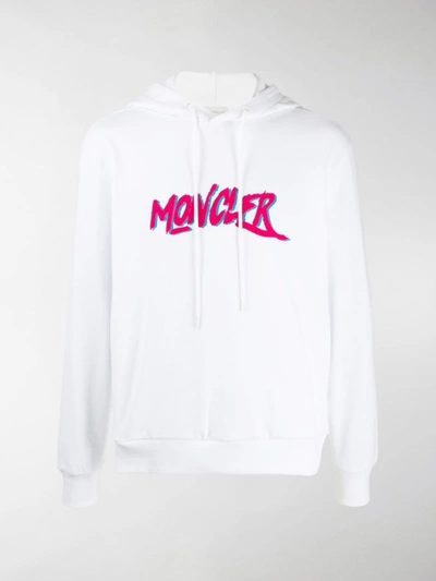 Moncler Printed Cotton Jersey Sweatshirt Hoodie In White