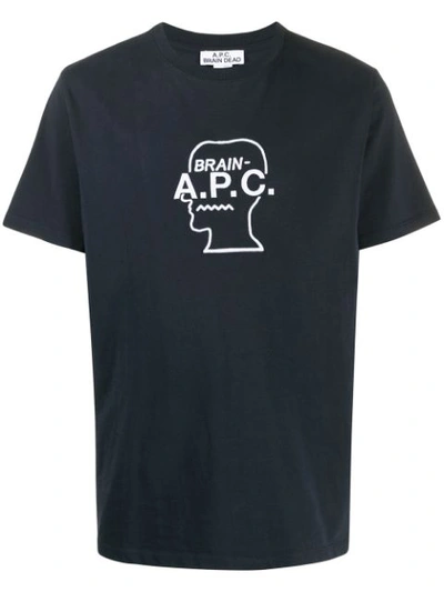 Apc X Brain Dead Logo-embroidered Cotton T-shirt In Navy