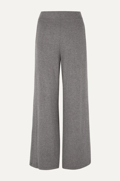 Leset Lori Two-tone Brushed Stretch-knit Wide-leg Pants In Gray