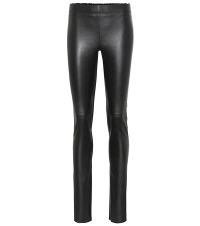 Joseph Kent Leather Straight-leg Pants In Black