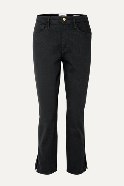Frame Le Sylvie Cropped High-rise Straight-leg Jeans In Black