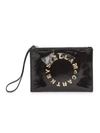 Stella Mccartney Logo Patent Wristlet In Black