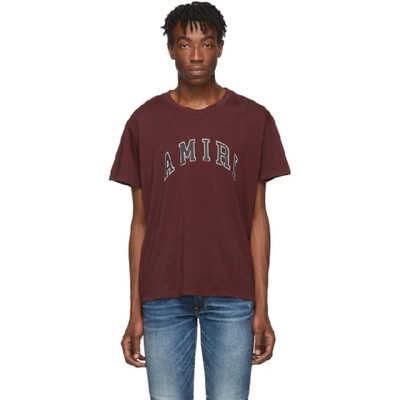 Amiri Burgundy College Logo T-shirt In Red