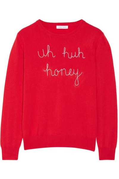 Lingua Franca Uh Huh Honey Embroidered Cashmere Sweater