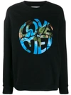 Alberta Ferretti Love Me Print Sweatshirt In Black