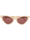 Gucci Cat-eye Marbled-acetate Sunglasses In Ivory,brown