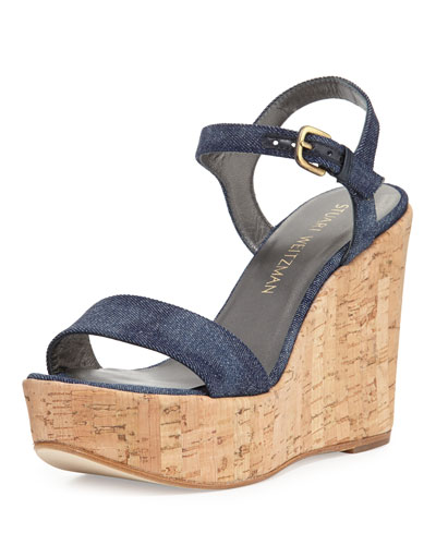 stuart weitzman navy wedges