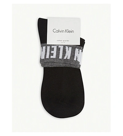 Calvin Klein Icon Logo Cotton-blend Socks In Black