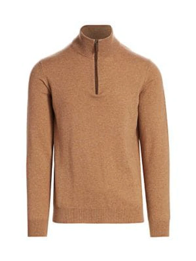 Saks Fifth Avenue Collection Quarter-zip Cashmere Sweater In Camel