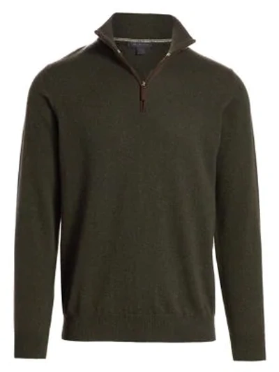 Saks Fifth Avenue Collection Quarter-zip Cashmere Sweater In Forrest Green