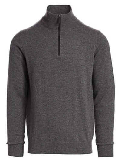 Saks Fifth Avenue Collection Quarter-zip Cashmere Sweater In Stone Grey