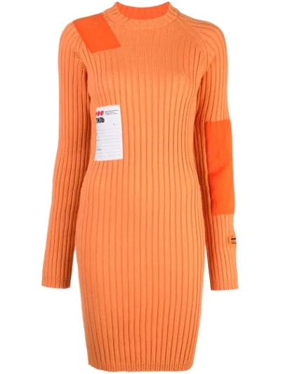Heron Preston Orange Patch Ribbed Dress