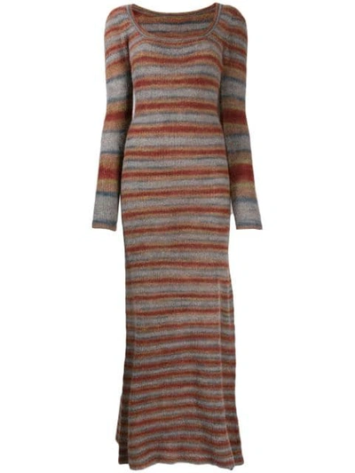 Jacquemus Long Sleeve Knitted Striped Maxi Dress In Multicolor